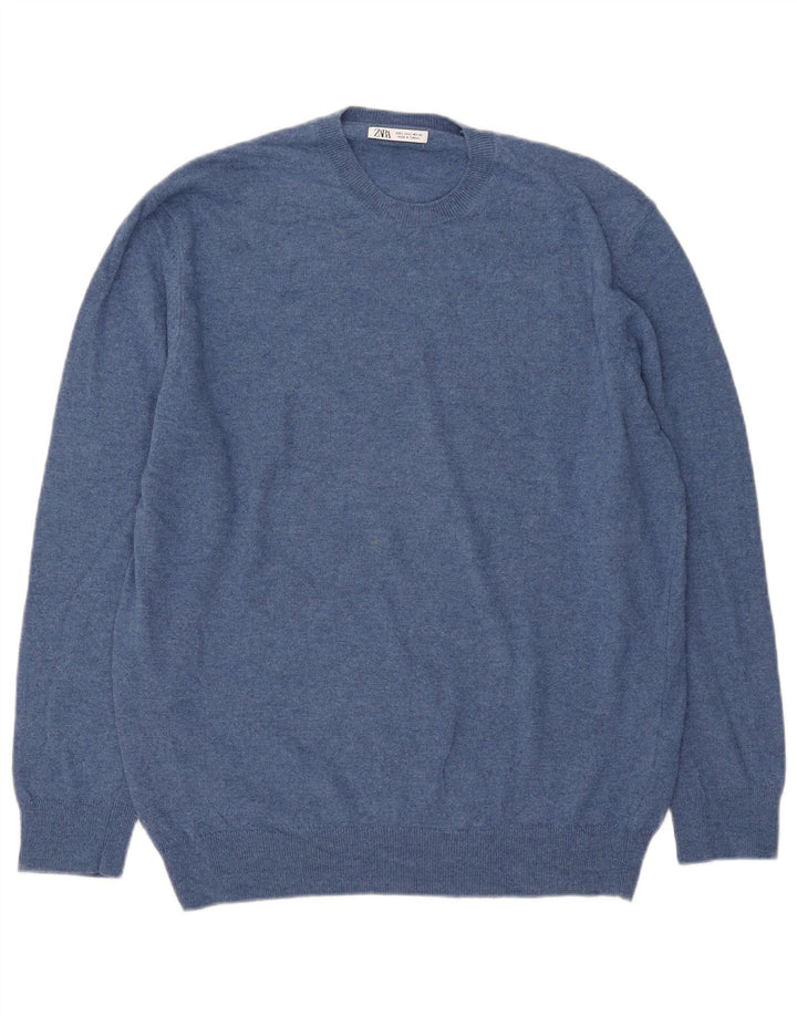 Ανδρικό πουλόβερ Zara Crew Neck Jumper Μεγάλο Μπλε Πολυαμίδιο