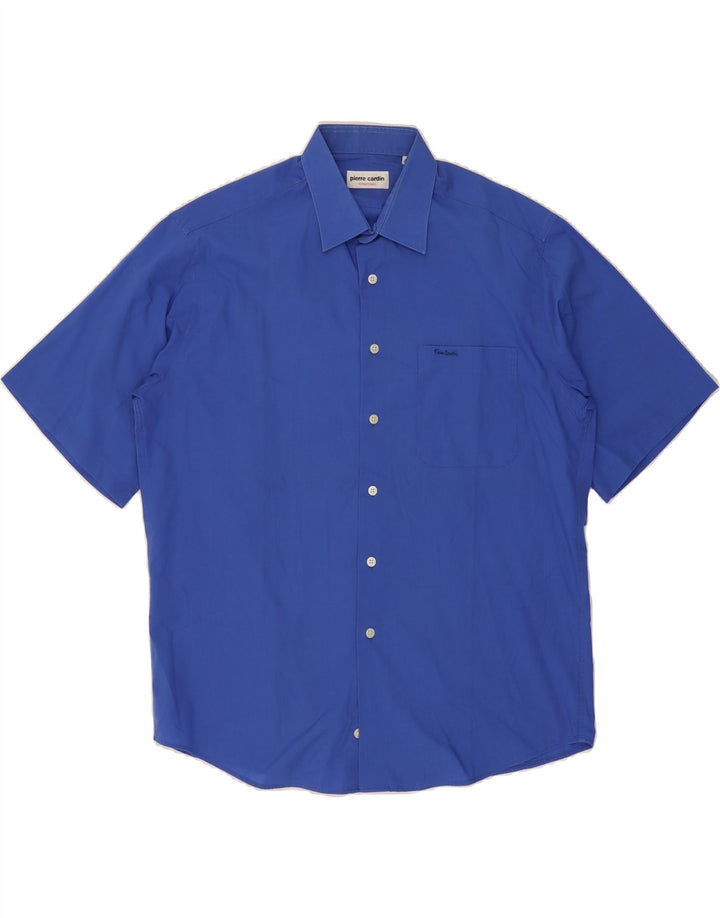 PIERRE CARDIN Mens Short Sleeve Shirt Size 42 Large Blue Polyester Vintage Pierre Cardin and Second-Hand Pierre Cardin from Messina Hembry 