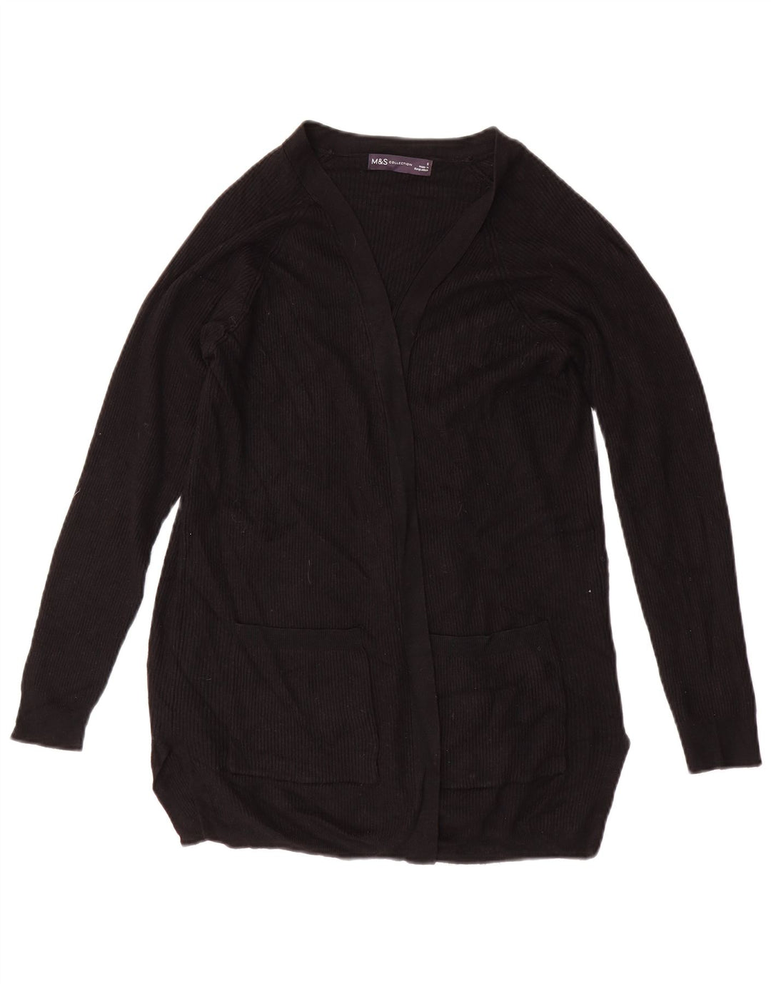 Marks & Spencer Γυναικείο ανοιχτό πουλόβερ ζακέτα UK 10 Small Black Viscose