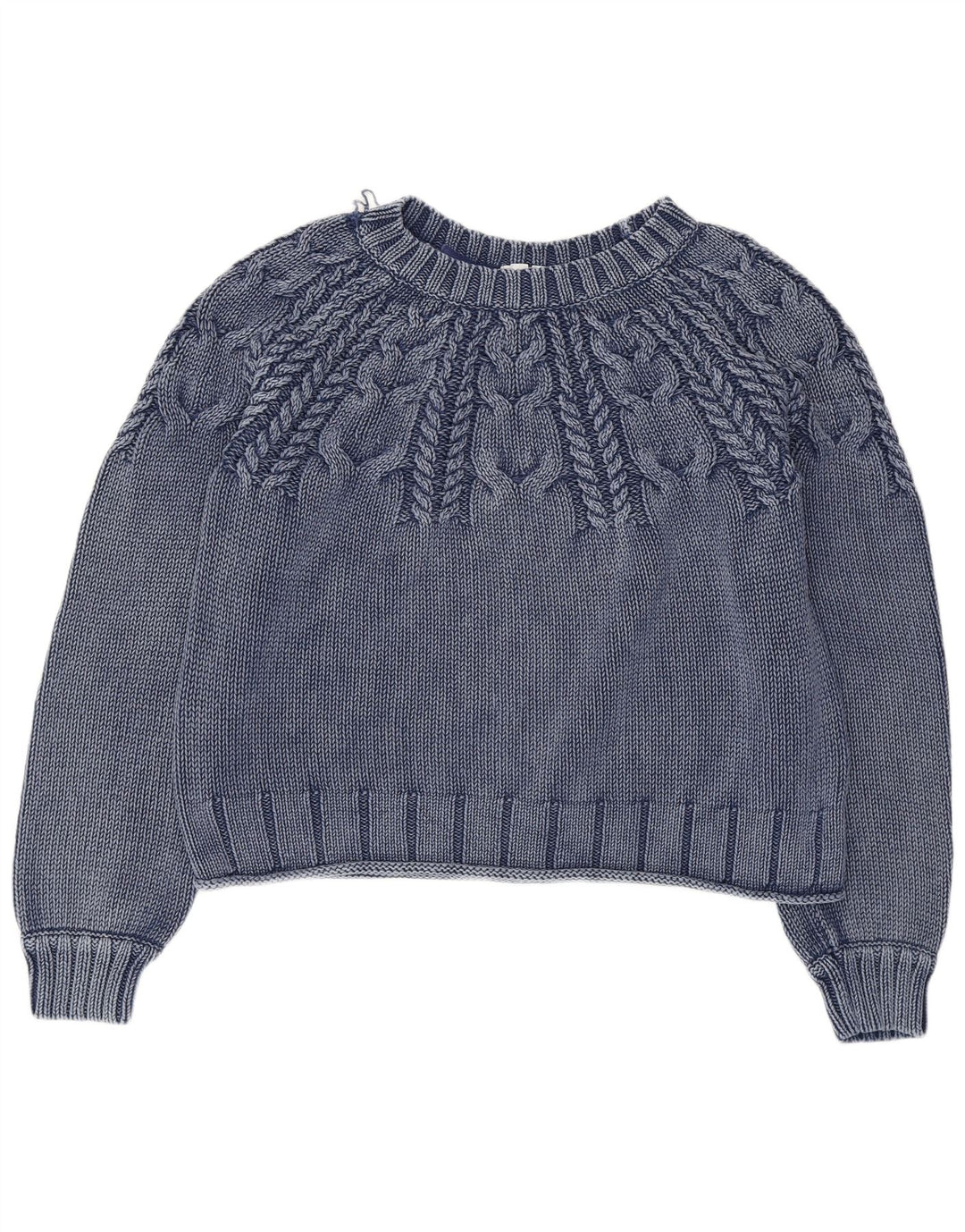 WHITE STUFF Γυναικείο Crop Boat Neck Jumper πουλόβερ UK 16 Large Navy Blue