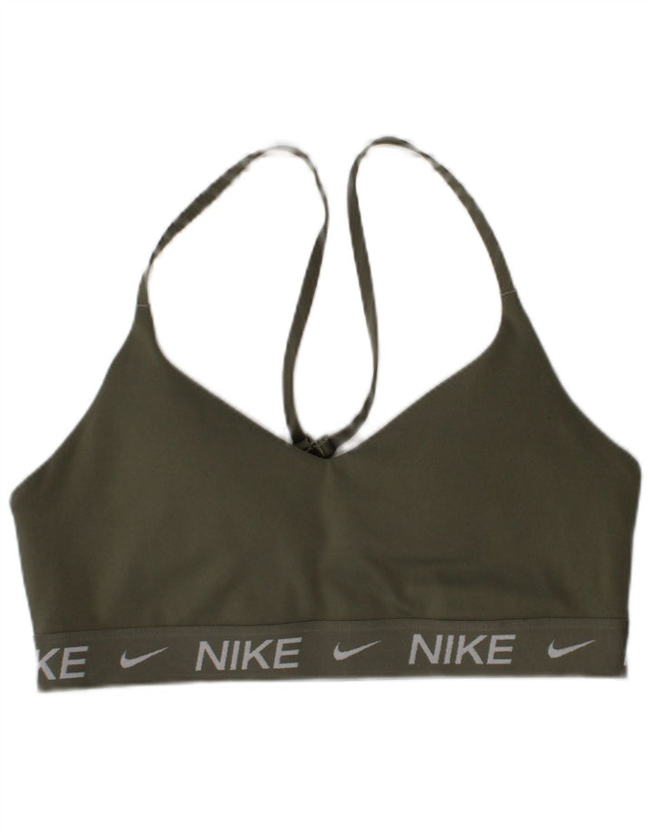 Γυναικείο γραφικό αθλητικό σουτιέν Nike Μικρό Sports από χακί πολυεστέρα