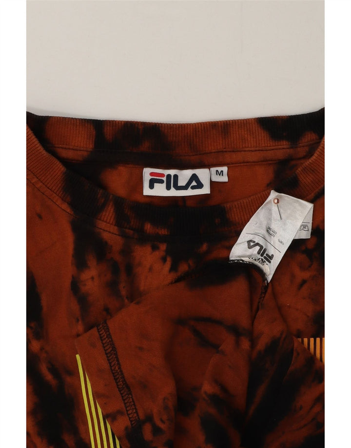 Fila Ανδρικό γραφικό T-Shirt Top Medium Orange Tie Dye Cotton