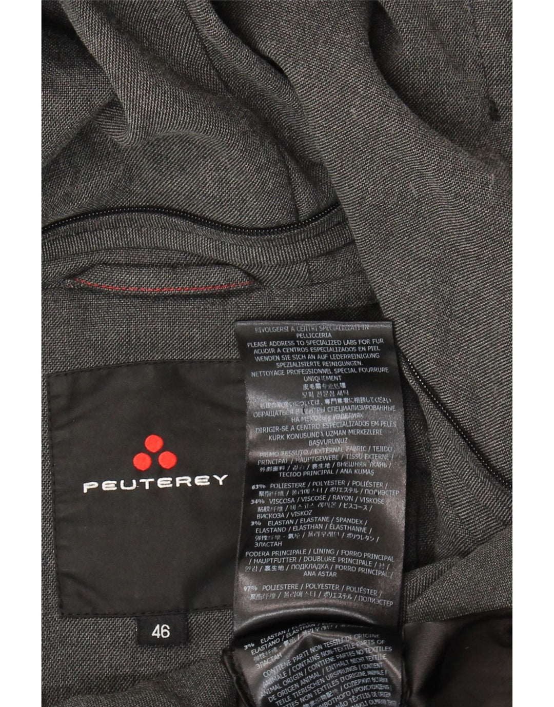 PEUTEREY Γυναικείο παλτό με κουκούλα IT 46 Large Grey Polyester