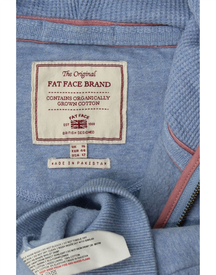 FAT FACE Γυναικείο πουλόβερ με φερμουάρ UK 16 μεγάλο μπλε βαμβακερό