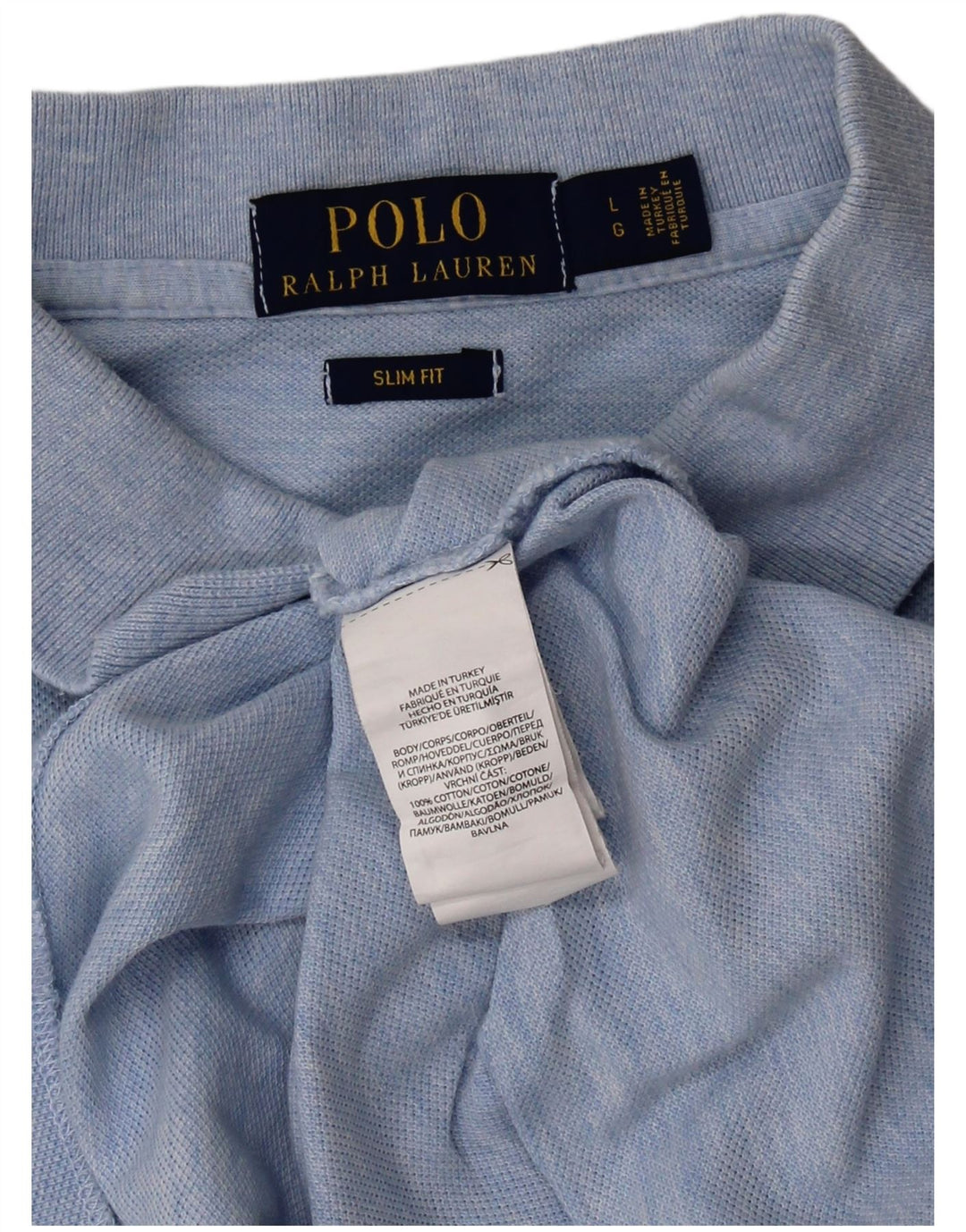 POLO RALPH LAUREN Ανδρικό μπλουζάκι πόλο με λεπτή εφαρμογή, μεγάλο μπλε βαμβακερό