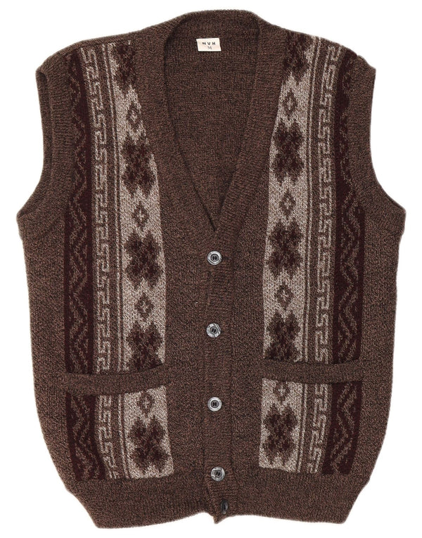 Ανδρικό Αμάνικο Ζακέτα VINTAGE Medium Brown Fair Isle