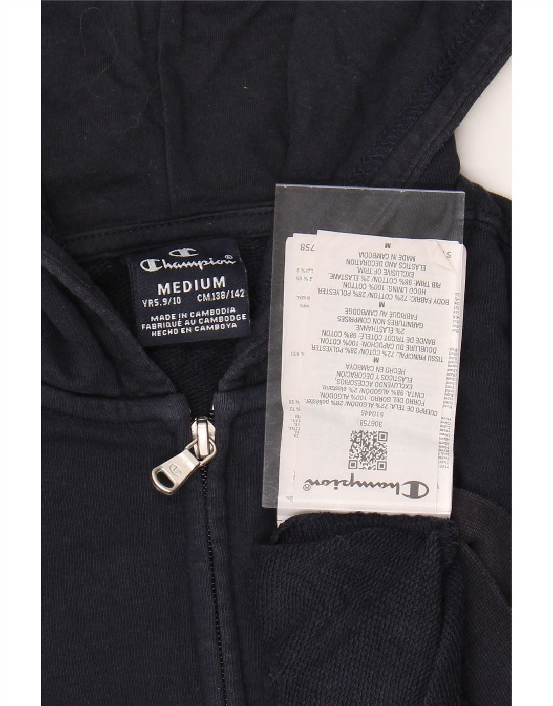 CHAMPION Γραφικό πουλόβερ για αγόρια με κουκούλα με φερμουάρ 9-10 ετών Medium Navy Blue