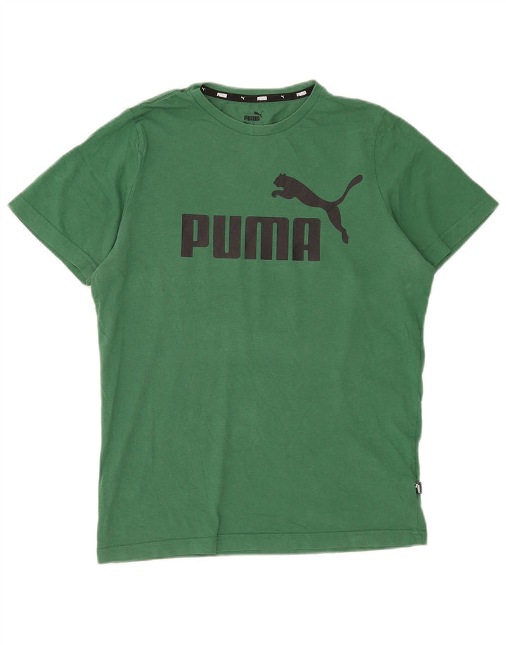 Ανδρικό γραφικό μπλουζάκι Puma, μικρό πράσινο βαμβακερό