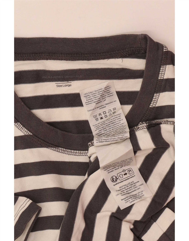 Jack & Jones Ανδρικό T-Shirt Top μεγάλο γκρι βαμβακερό ριγέ