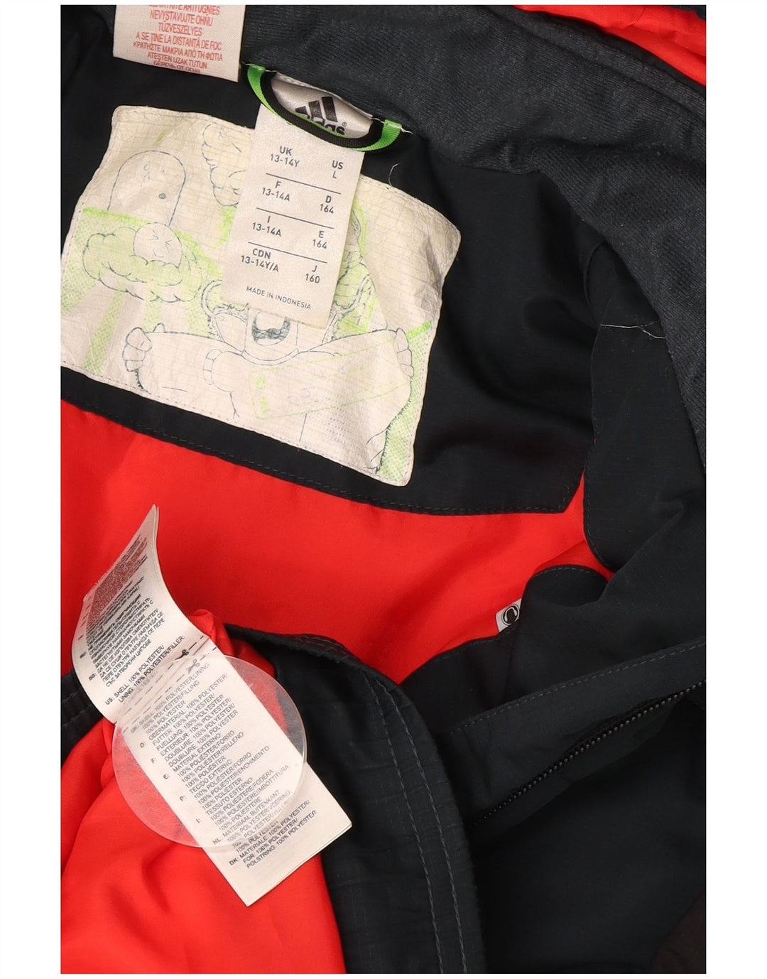 Μπουφάν ADIDAS για αγόρια με κουκούλα με κουκούλα 13-14 ετών, μπλε χρώματος