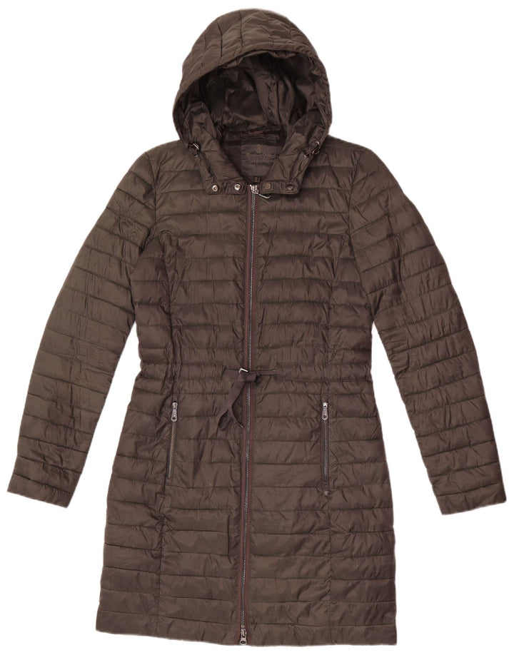 Massimo Dutti Γυναικείο παλτό με κουκούλα UK 10 Small Khaki Polyester