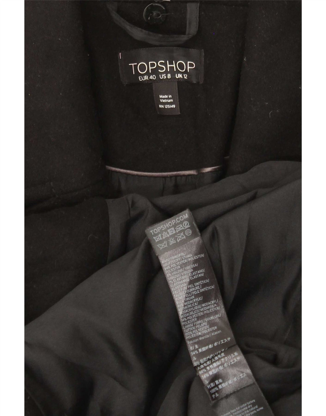Topshop Γυναικείο Πανωφόρι UK 12 Μεσαίου Μαύρου Πολυεστέρα