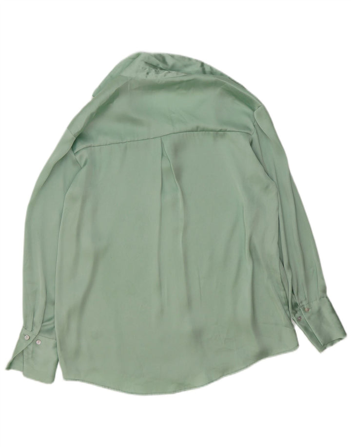 Zara Γυναικείο πουκάμισο Oversized Μπλούζα UK 6 XS Green Polyester