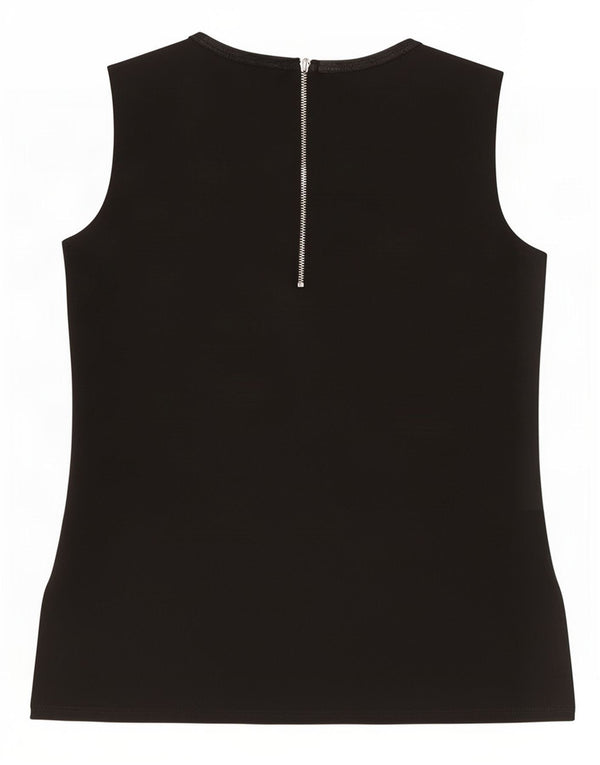 Zara Γυναικεία Γραφική Αμάνικη Μπλούζα Τοπ UK 10 Small Black Polyester