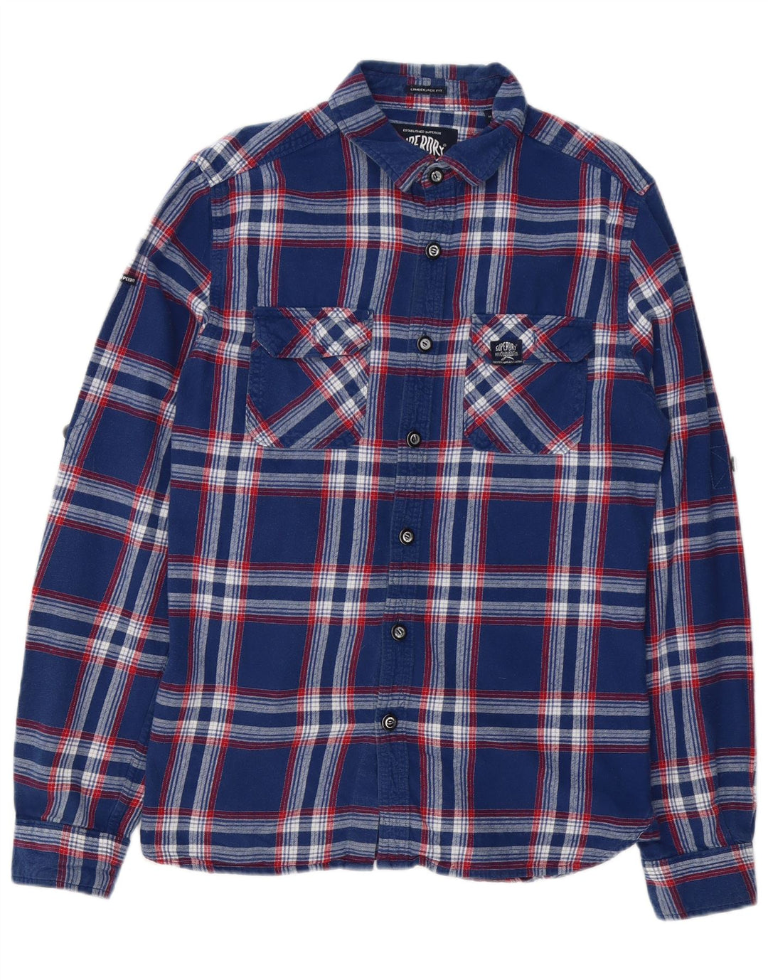 Ανδρικό φανελένιο πουκάμισο Superdry μεγάλο μπλε ναυτικό, βαμβακερό