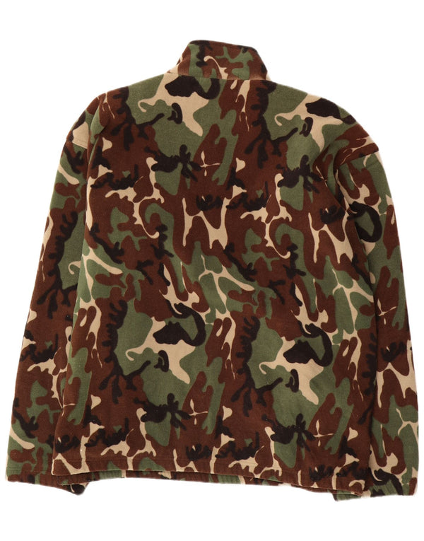 Vintage Mens Zip Neck Fleece Jumper 2XL Khaki Camouflage