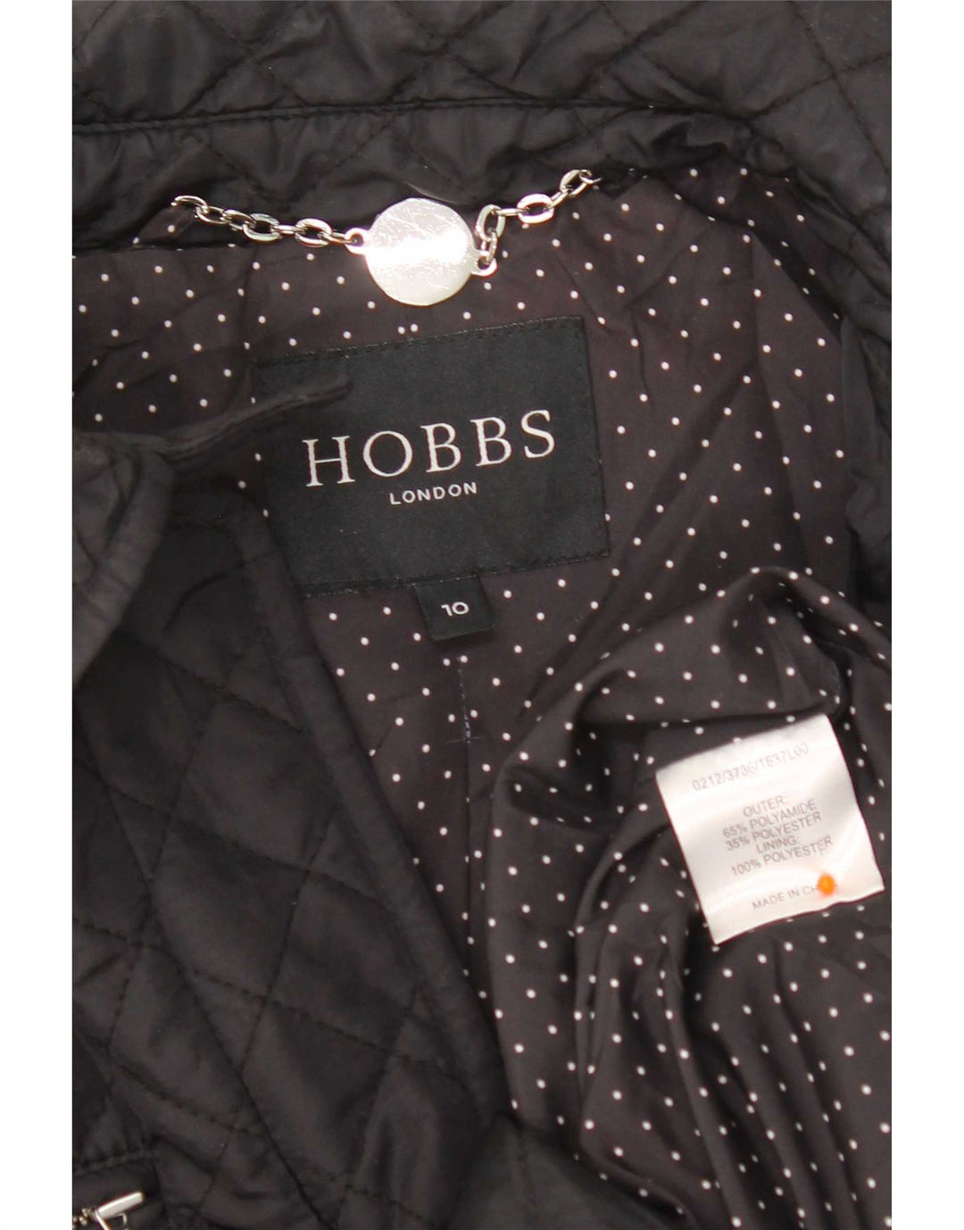 Hobbs Γυναικείο Καπιτονέ Ανεμοδράστη Παλτό UK 10 Small Black Nylon