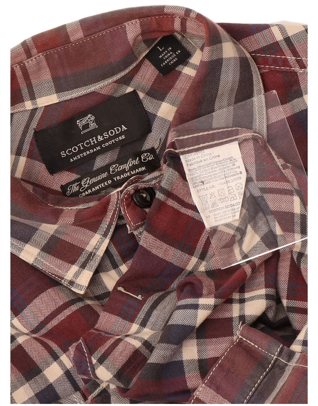Ανδρικό πουκάμισο SCOTCH & SODA Large Maroon Check Cotton