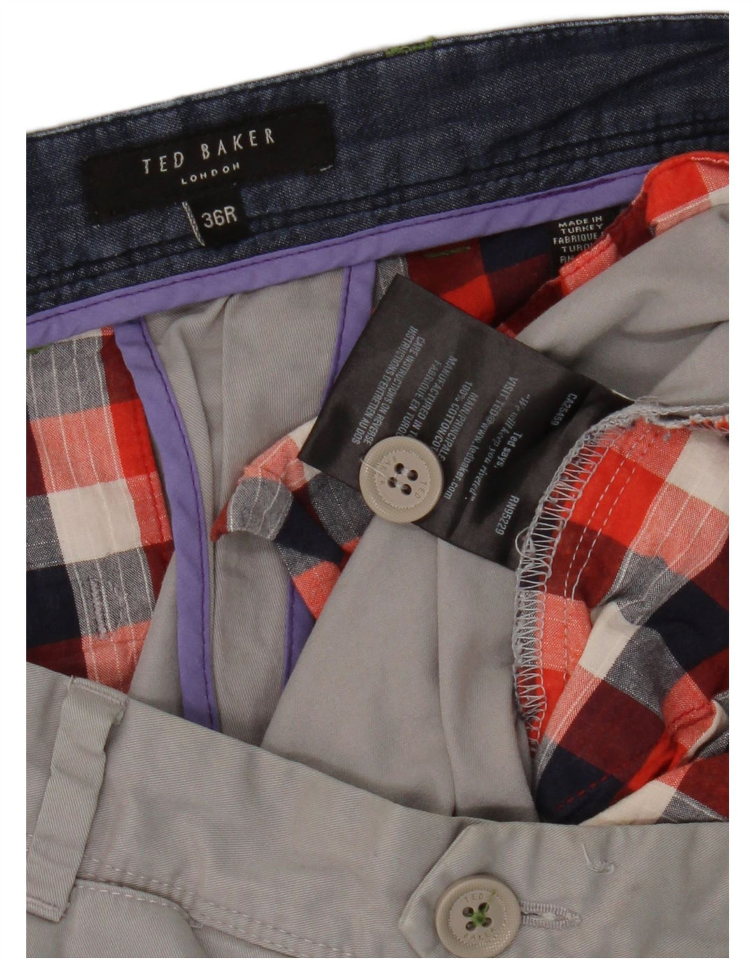 Ted Baker Ανδρικό ίσιο παντελόνι Chino W36 L31 Γκρι βαμβακερό
