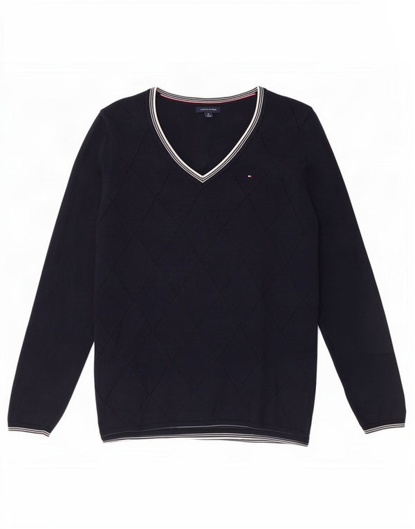 Tommy Hilfiger Γυναικείο πουλόβερ με V λαιμόκοψη UK 12 Medium Navy Blue