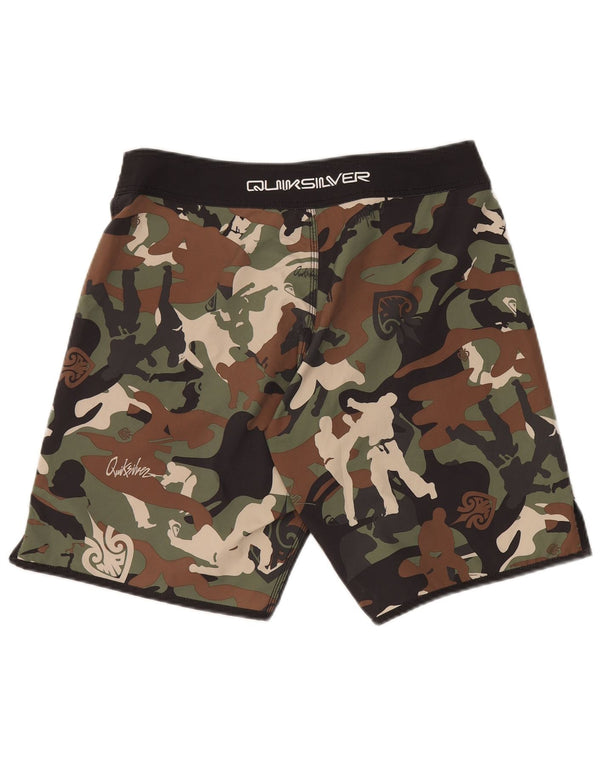 QUIKSILVER Mens Graphic Swimming Shorts Medium  Khaki Camouflage Polyester