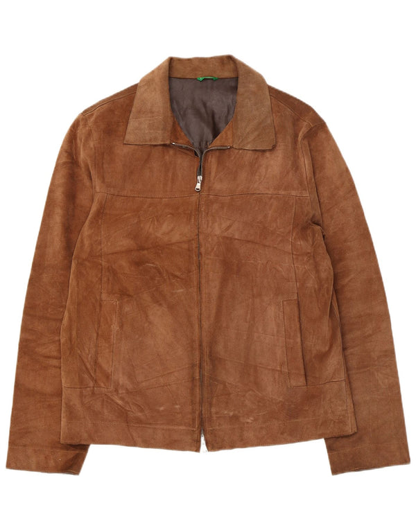 Ανδρικό Suede Jacket Benetton UK 38 Medium Brown Δερμάτινο
