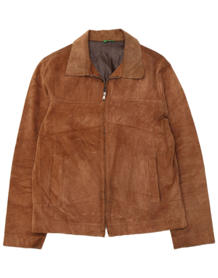 Ανδρικό Suede Jacket Benetton UK 38 Medium Brown Δερμάτινο
