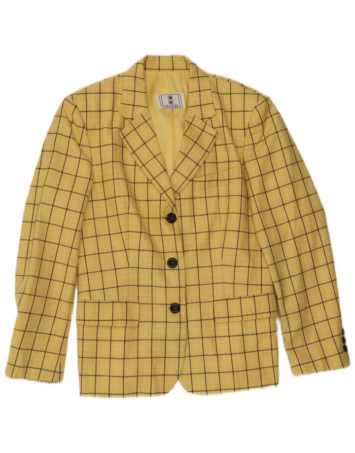 Oliver By Valentino Γυναικείο τζάκετ 3 κουμπιών Blazer IT 46 Μεγάλο κίτρινο καρό