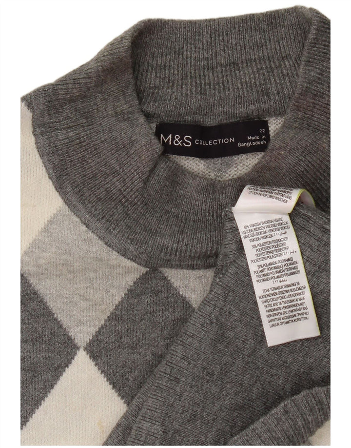 Marks & Spencer Γυναικείο πουλόβερ με λαιμό χελώνα UK 22 3XL Γκρι
