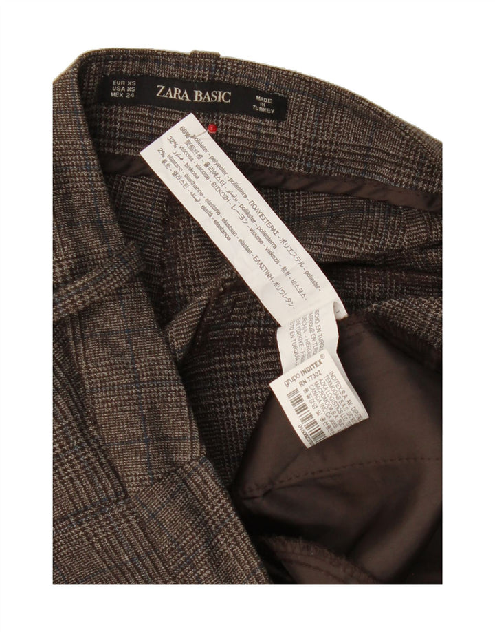 ZARA Womens Slim Suit Trousers XS W25 L27 Brown Check Polyester Vintage Zara and Second-Hand Zara from Messina Hembry 