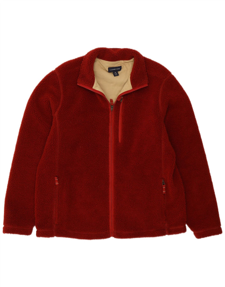 Lands End Mens Fleece Jacket UK 38/40 Medium Red Polyester