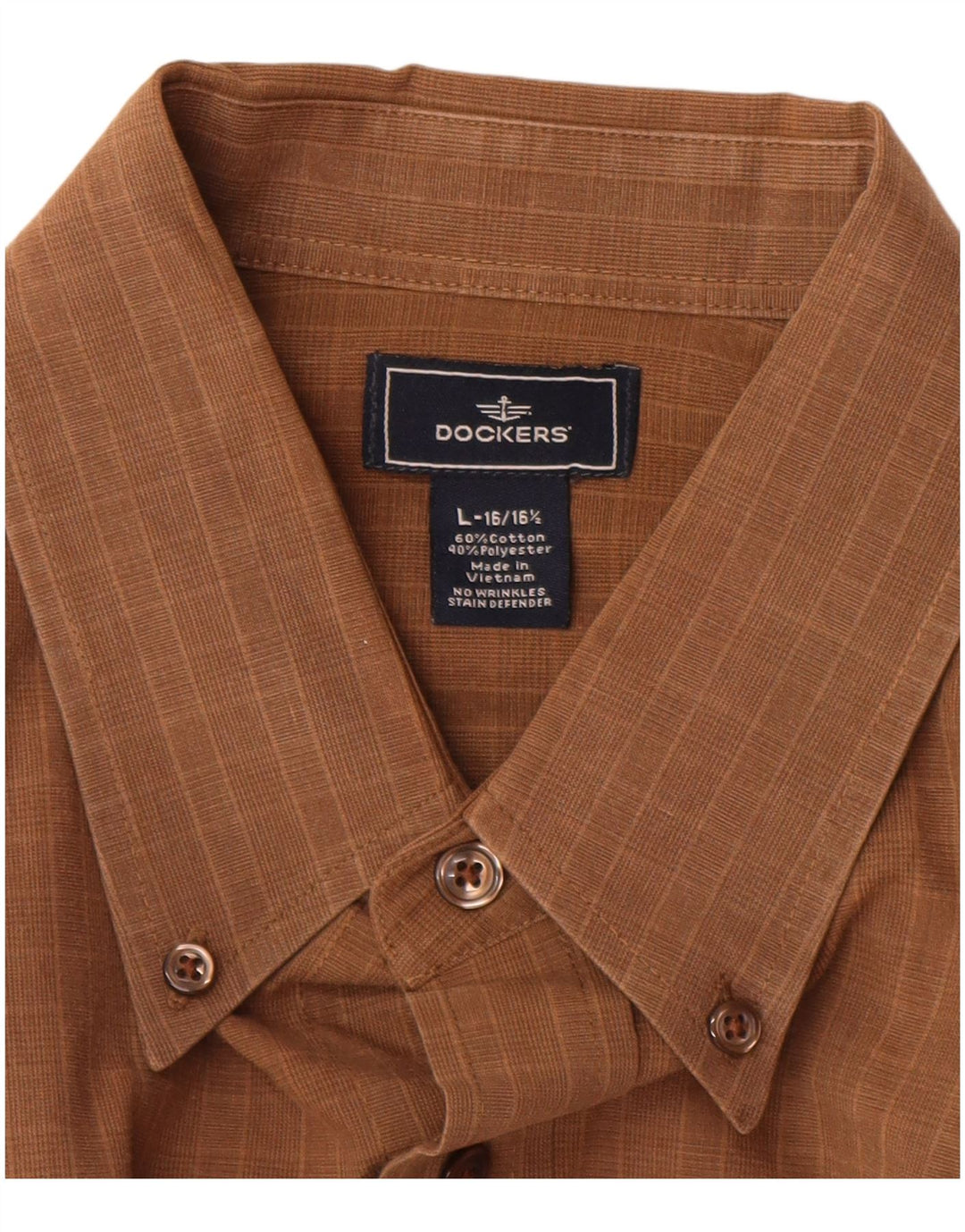 Ανδρικό πουκάμισο Dockers Size 16 16 1/2 Large Brown Gingham Cotton