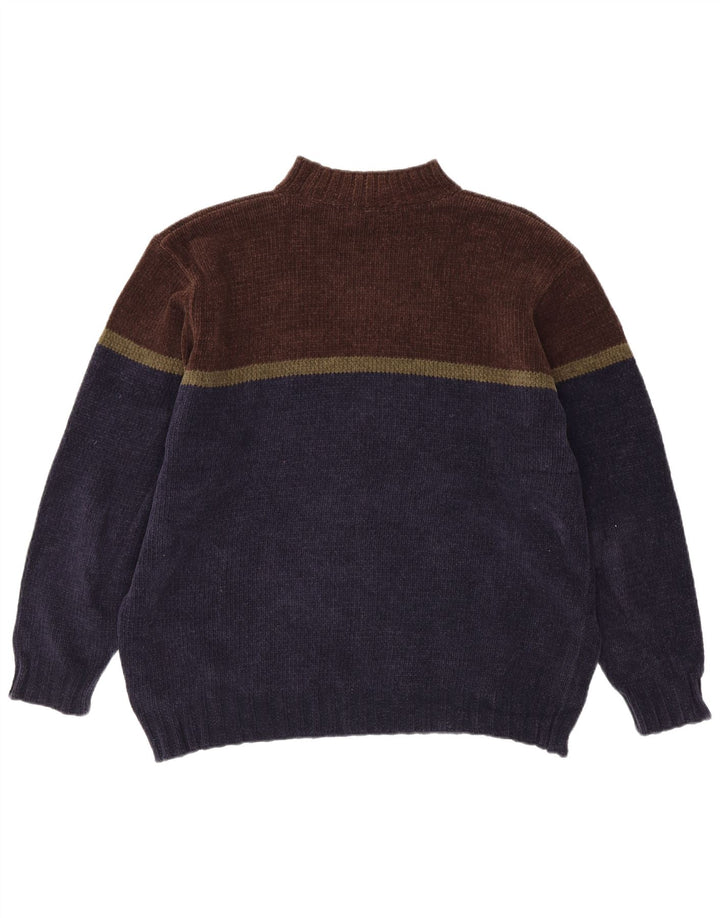 Marks & Spencer Ανδρικό πουλόβερ με λαιμόκοψη XL Navy Blue Colorblock