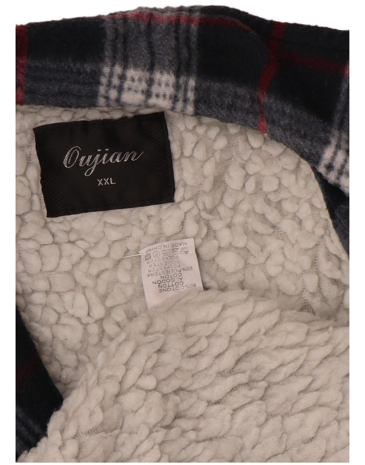 Vintage Ανδρικό Utility Jacket UK 44 2XL Navy Blue Check Cotton