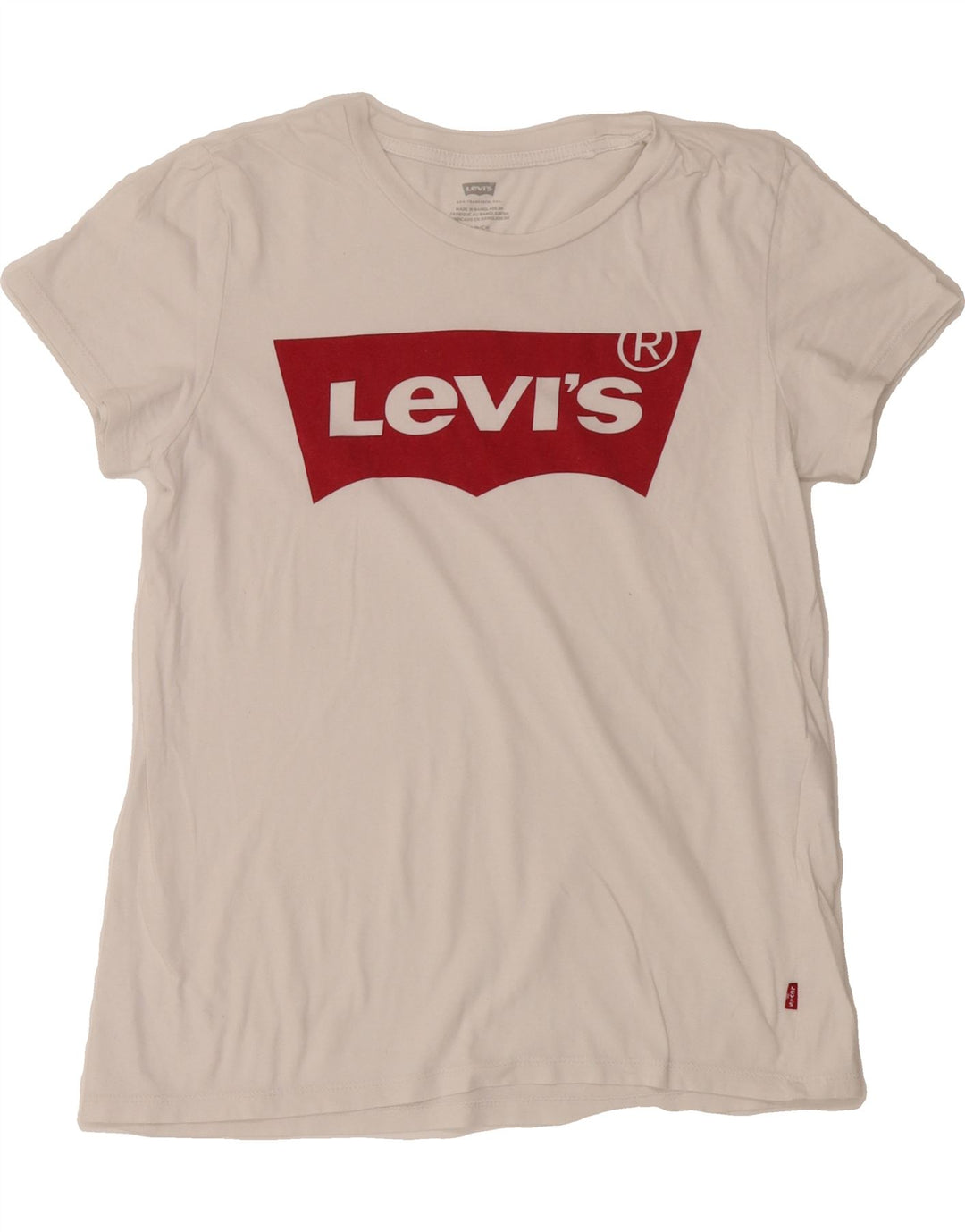 LEVI'S Womens Graphic T-Shirt Top UK 10 Small White Vintage Levi's and Second-Hand Levi's from Messina Hembry 