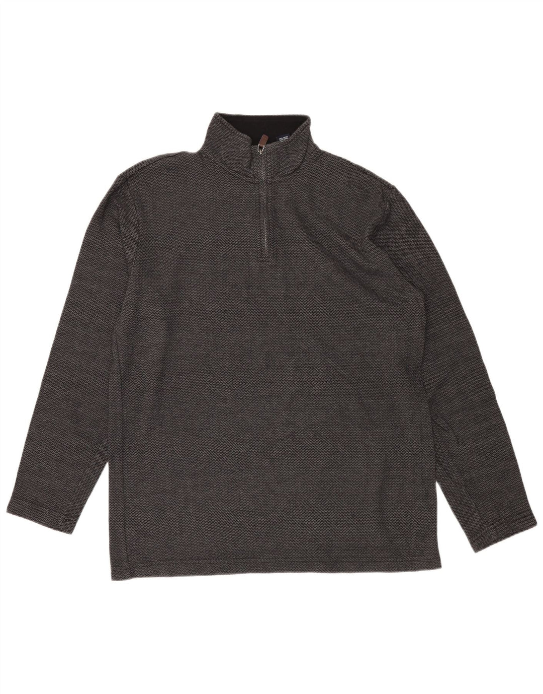 CHAPS Mens Zip Neck Jumper Sweater Large Grey Chevron Cotton