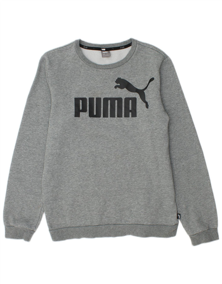 Puma Boys Graphic Φούτερ Jumper 15-16 Years Grey Flecked