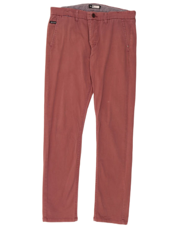Rip Curl Mens Slim Chino Trousers W34 L30 Maroon Cotton