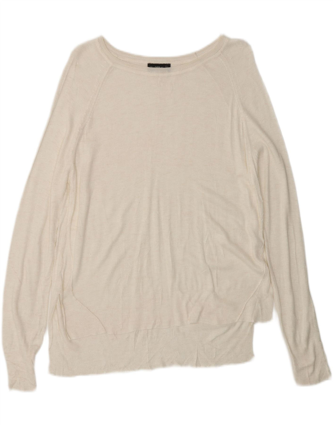 ZARA Γυναικείο πουλόβερ με λαιμόκαυστο UK 14 Medium White