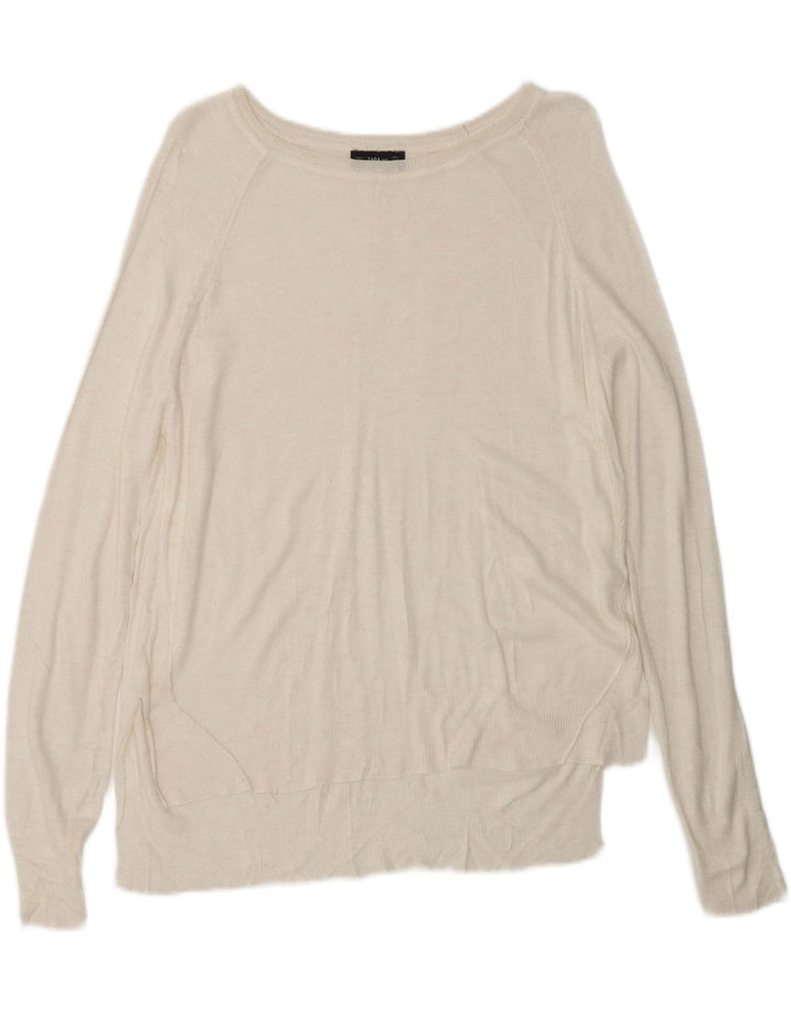 ZARA Γυναικείο πουλόβερ με λαιμόκαυστο UK 14 Medium White