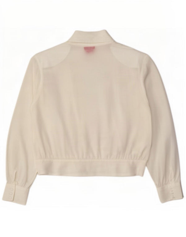 Vintage Γυναικείο πουκάμισο Crop Μπλούζα IT 48 XL Λευκό Πολυεστέρας