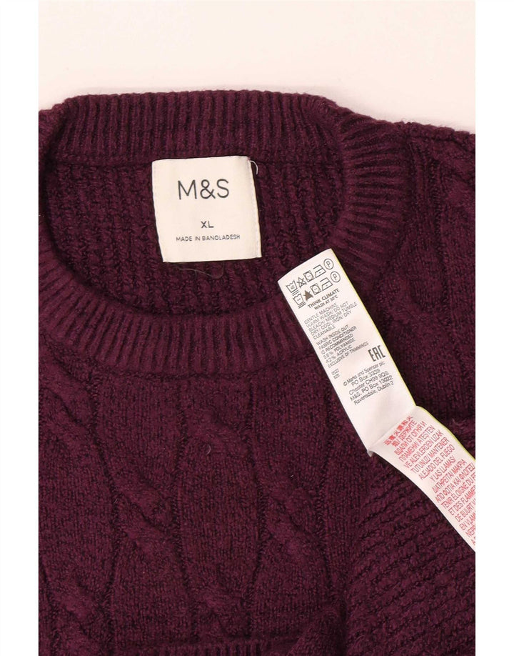 Ανδρικό πουλόβερ Marks & Spencer Crew Neck Jumper XL Purple Polyamide