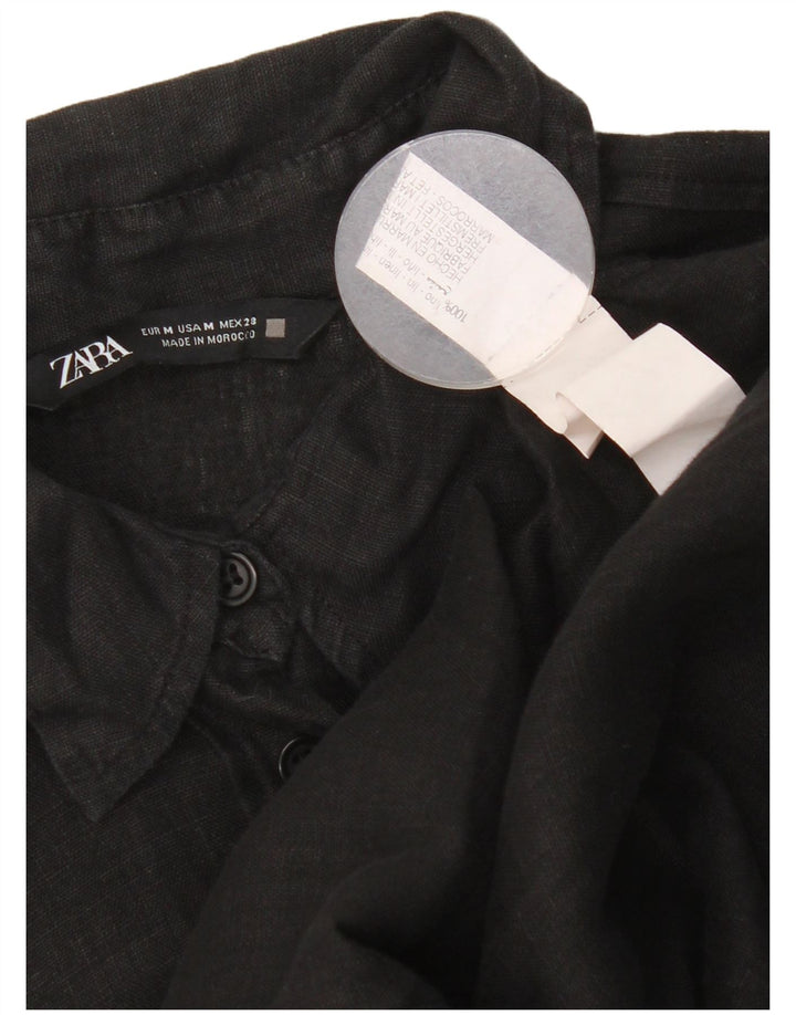 Zara Γυναικείο πουκάμισο Oversized UK 14 Medium Black Len