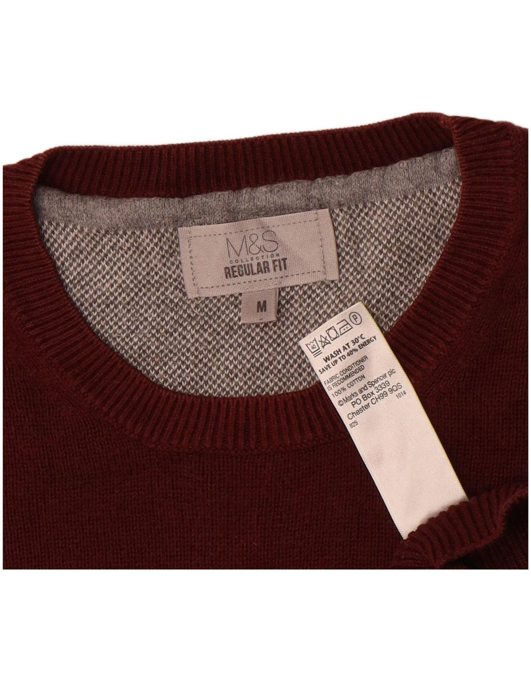 Ανδρικό πουλόβερ Marks & Spencer Regular Fit Crew Neck Jumper Medium Burgundy