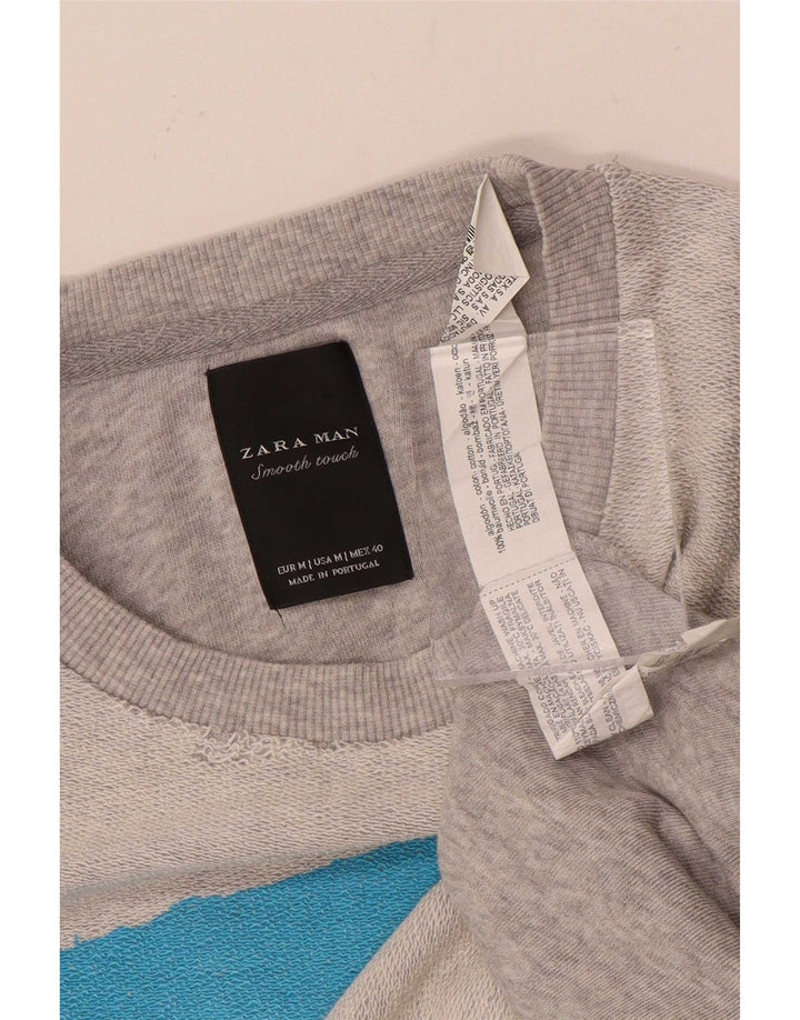 Zara Ανδρικό Φούτερ Jumper Μεσαίο Γκρι Ριγέ