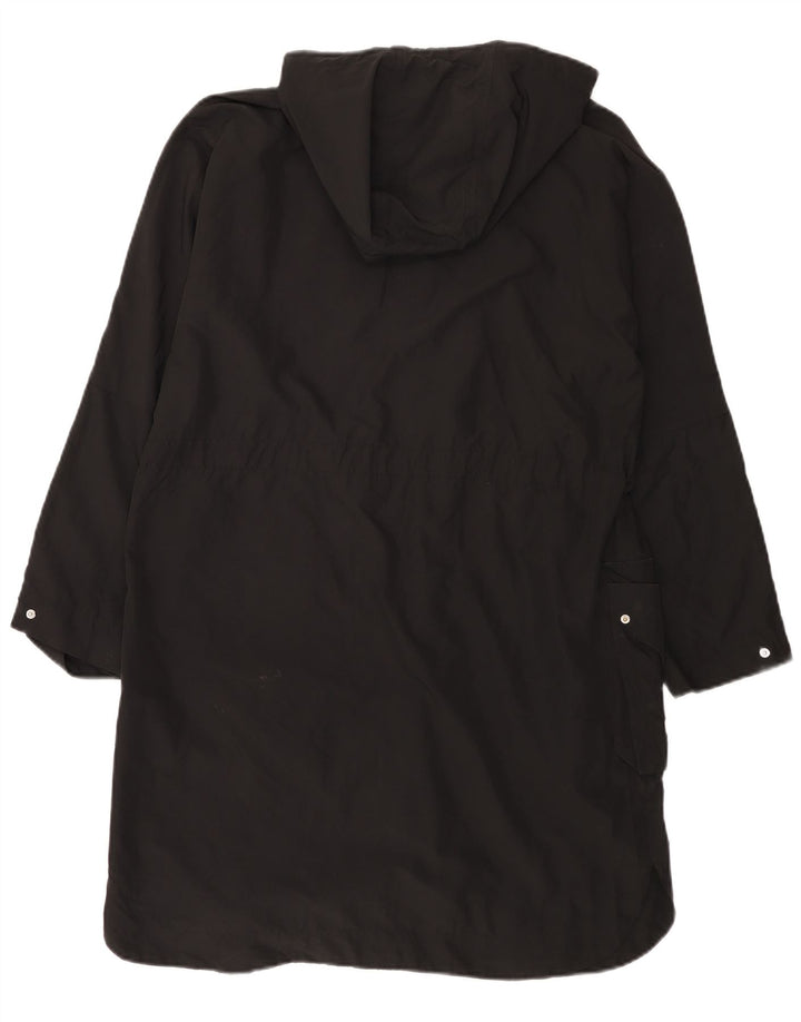 Zara Γυναικείο Αδιάβροχο με κουκούλα Loose Fit UK 14 Μεσαίο Μαύρο Πολυεστέρα