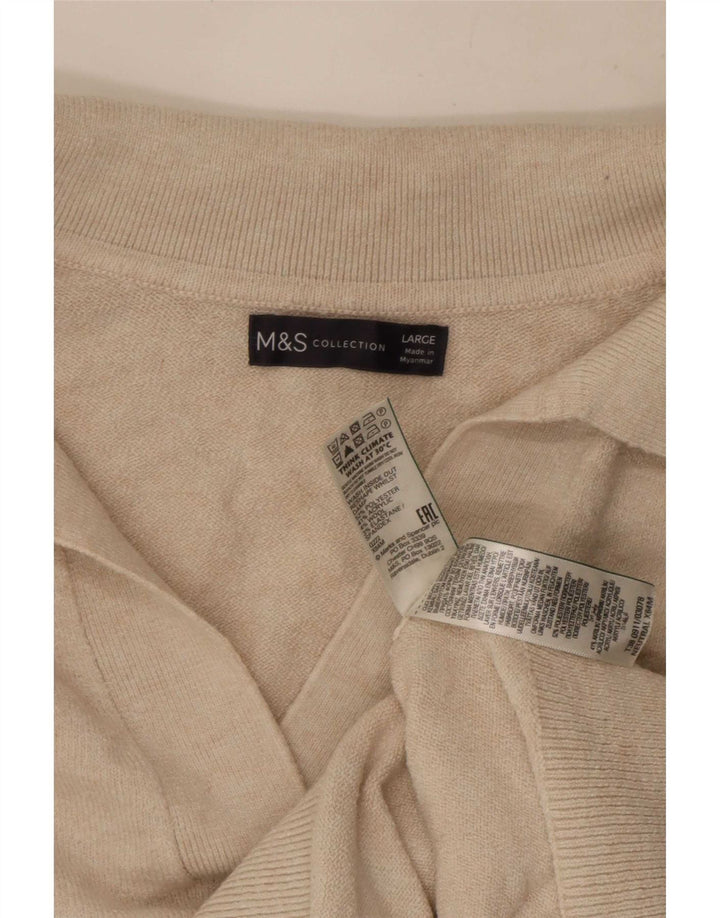 Marks & Spencer Γυναικείο πουλόβερ με λαιμόκοψη μεγάλου μεγέθους πόλο UK 16 μεγάλο μπεζ