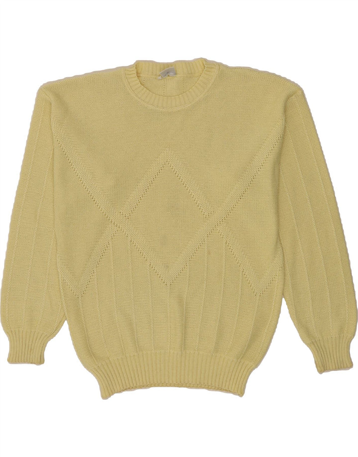 VINTAGE Mens Crew Neck Jumper Sweater IT 50 Medium Yellow Cotton Vintage Vintage and Second-Hand Vintage from Messina Hembry 