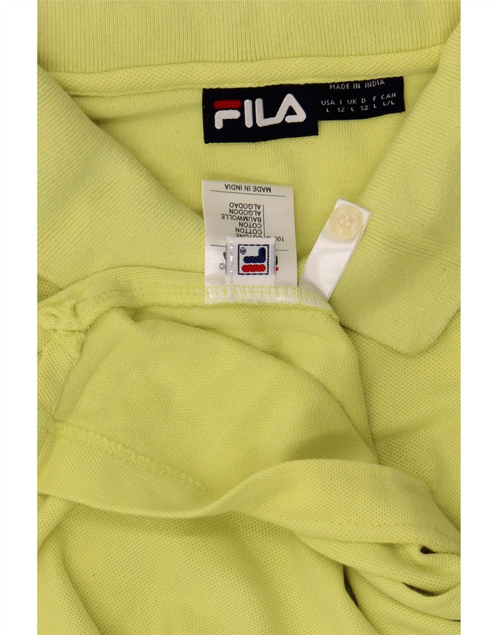 Ανδρικό πουκάμισο πόλο Fila μεγάλο κίτρινο βαμβακερό
