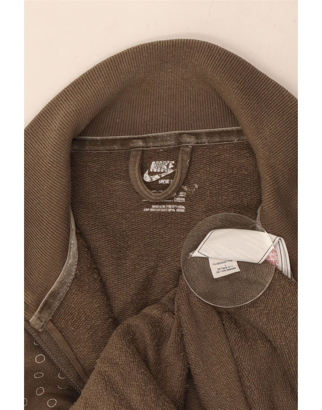 Γυναικεία αθλητική φόρμα NIKE Top μπουφάν UK 14 Μεγάλο χακί βαμβακερό